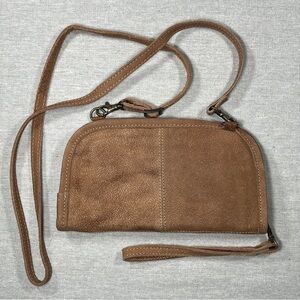 Chloe & Lex Brown Leather and Canvas Crossbody Bag/Wristlet